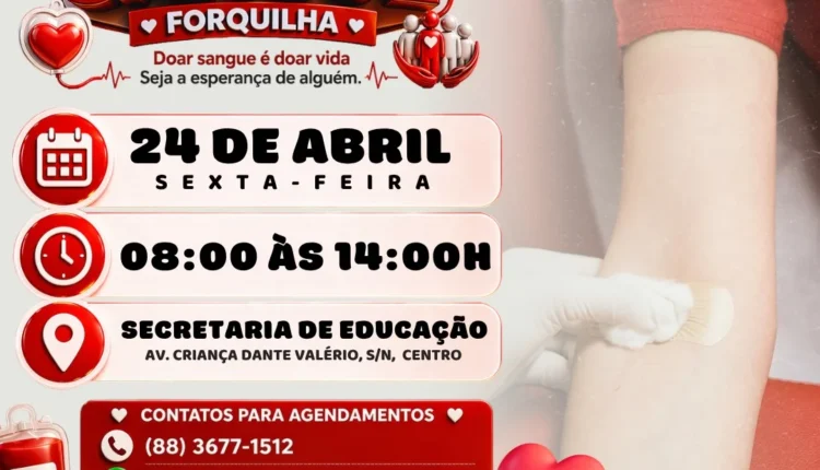 Doação de sangue em Forquilha acontece nesta sexta-feira para salvar vidas