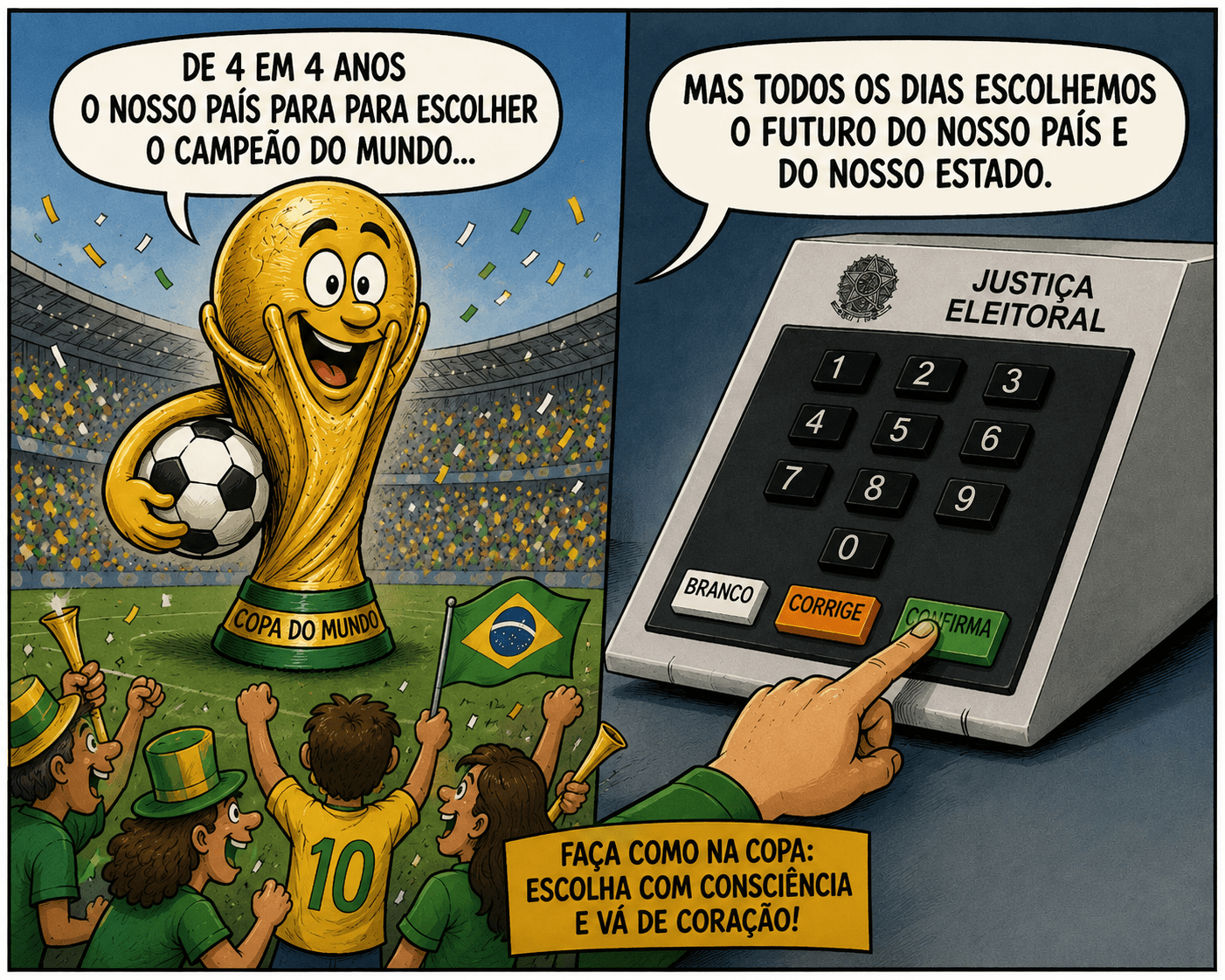 Eleições e Copa do Mundo: a paixão nacional que exige voto consciente para o futuro