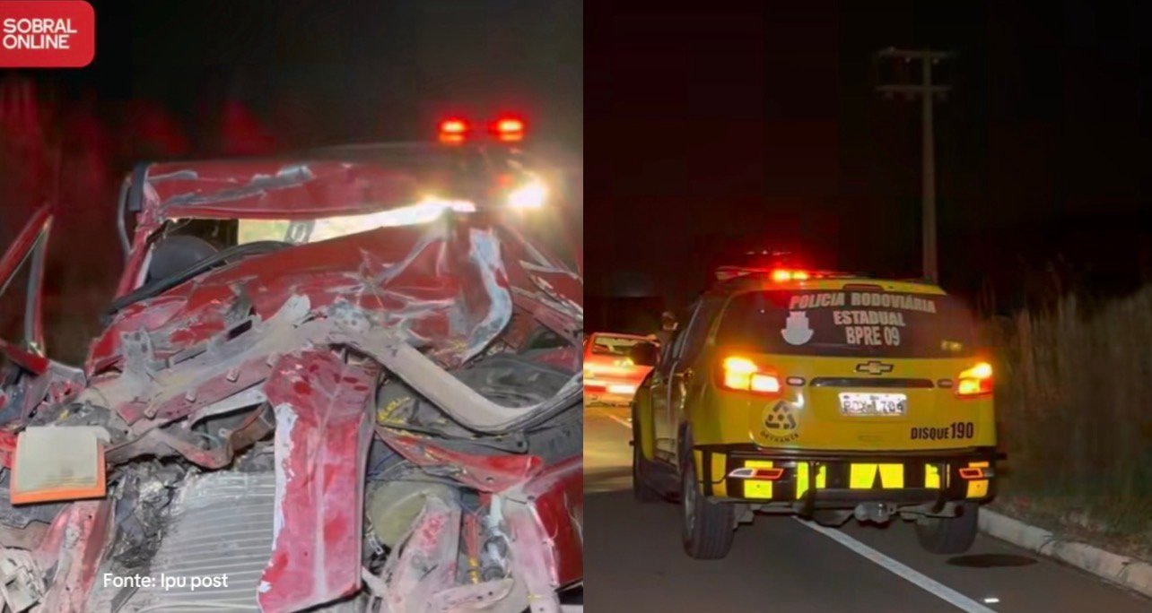 Motorista fica preso às ferragens após carro bater em trator na CE-329 entre Ipu e Pires Ferreira