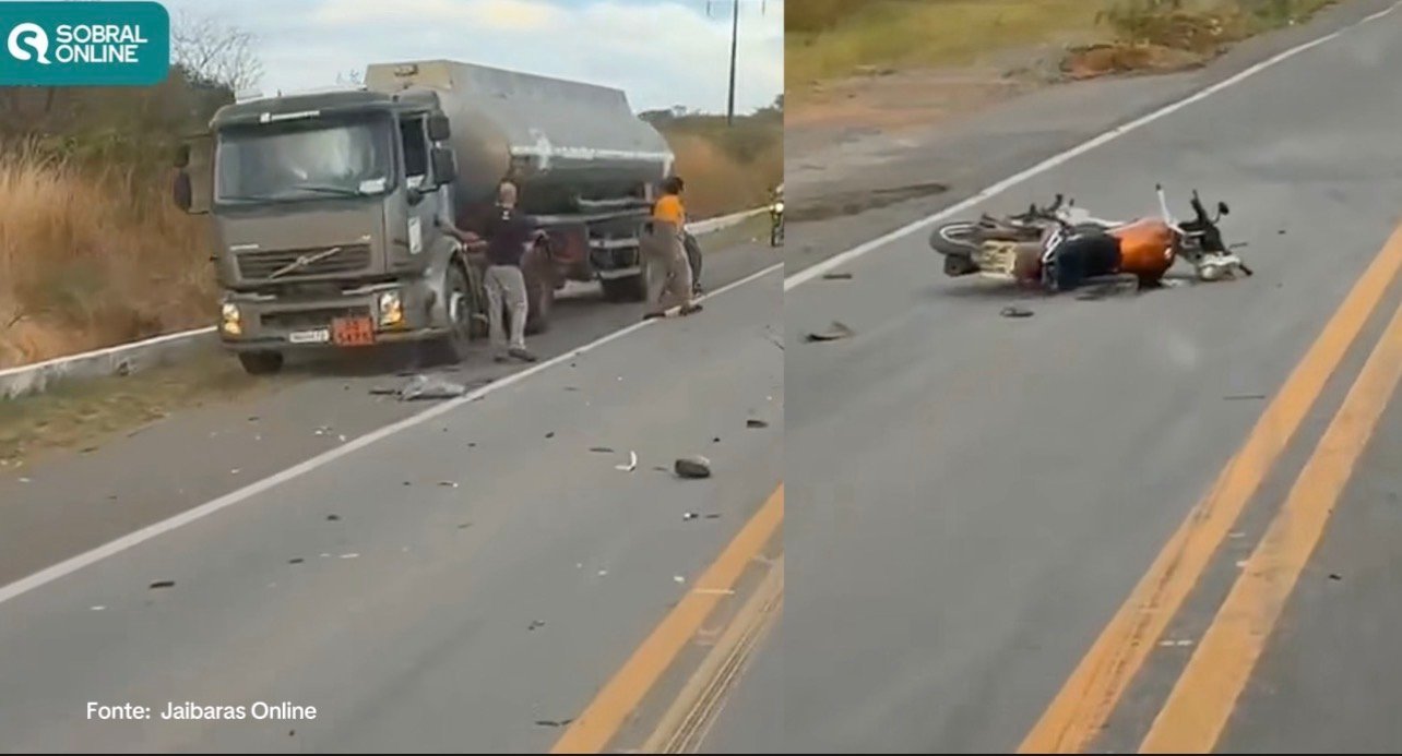 Motociclista fica ferido após colidir na traseira de caminhão na BR-222, em Sobral
