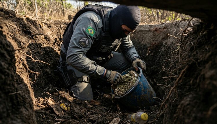 Força Tática desenterra maconha mofada em fossa desativada na Grande Fortaleza