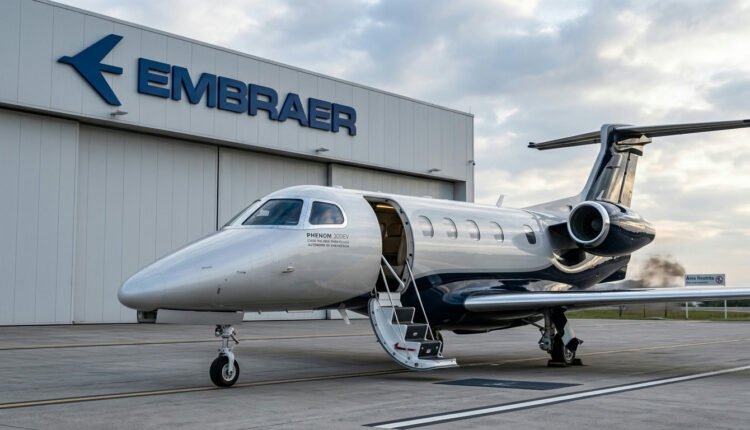 Novo Phenom 300EV da Embraer recebe certificação para pouso autônomo de emergência