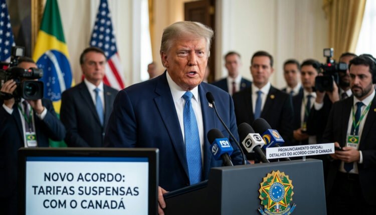 Trump celebra 'ótimo acordo' com Canadá e suspende tarifas