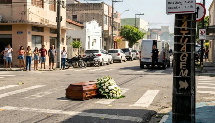 Cena inusitada: caixão despenca de carro funerário e mobiliza atenção no Centro de Fortaleza