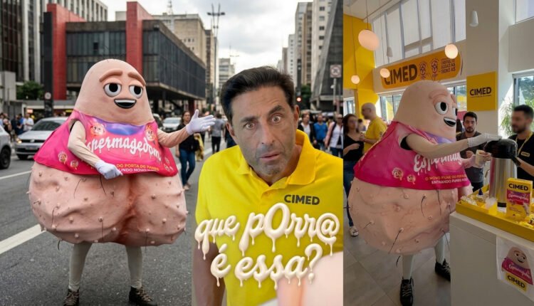 Cimed surpreende com mascote 'Sacão' em campanha inusitada para filme Espermagedom