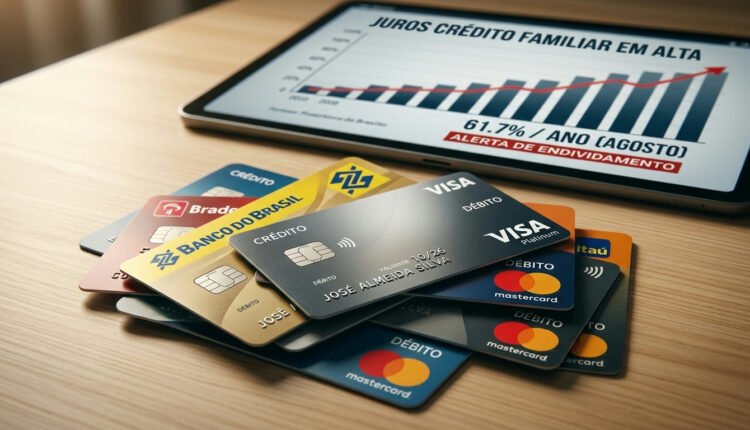 Crédito para famílias: juros disparam para 61,7% ao ano em agosto, aponta Banco Central