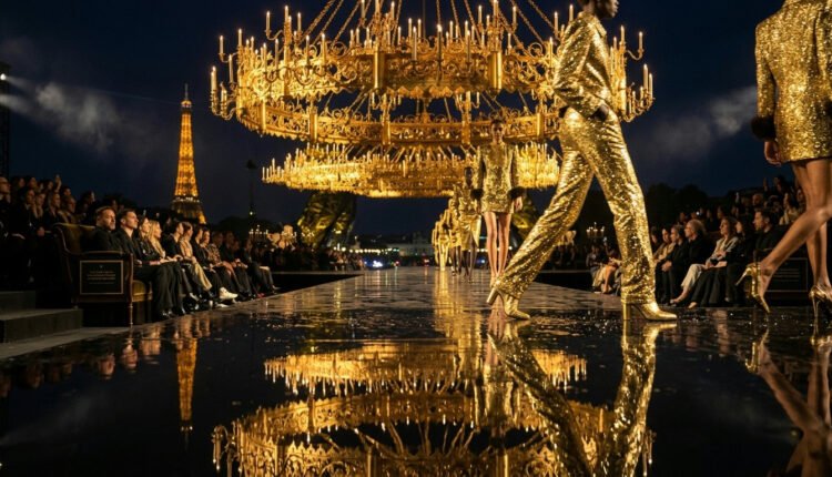 Desfile da Yves Saint Laurent em Paris brilha em ouro e levanta questões sobre futuro