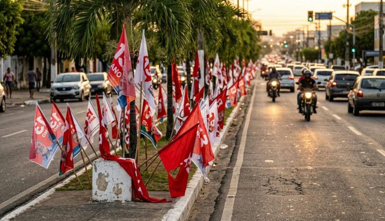 Excesso de bandeiras políticas nas avenidas de Santa Quitéria gera alertas de segurança no trânsito