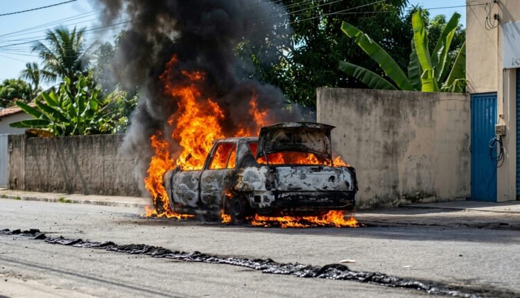 Incêndio consome veículo em plena Avenida Raul Barbosa, em Monsenhor Tabosa