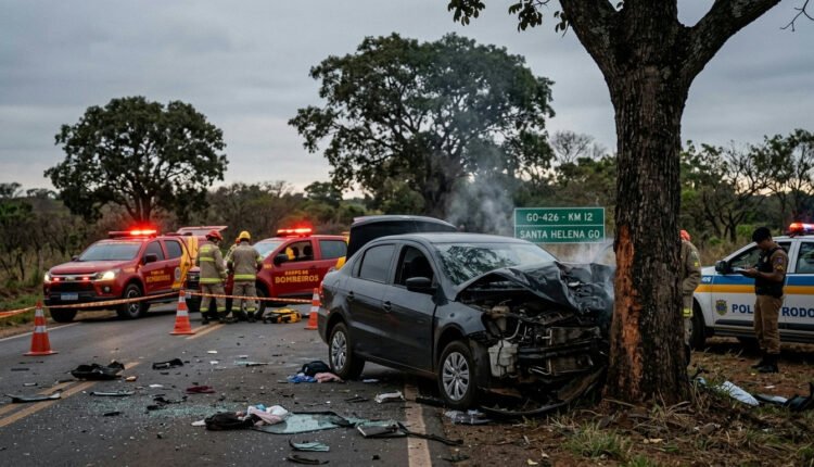 Jovem morre e bebê fica ferida em colisão com árvore na Go-426
