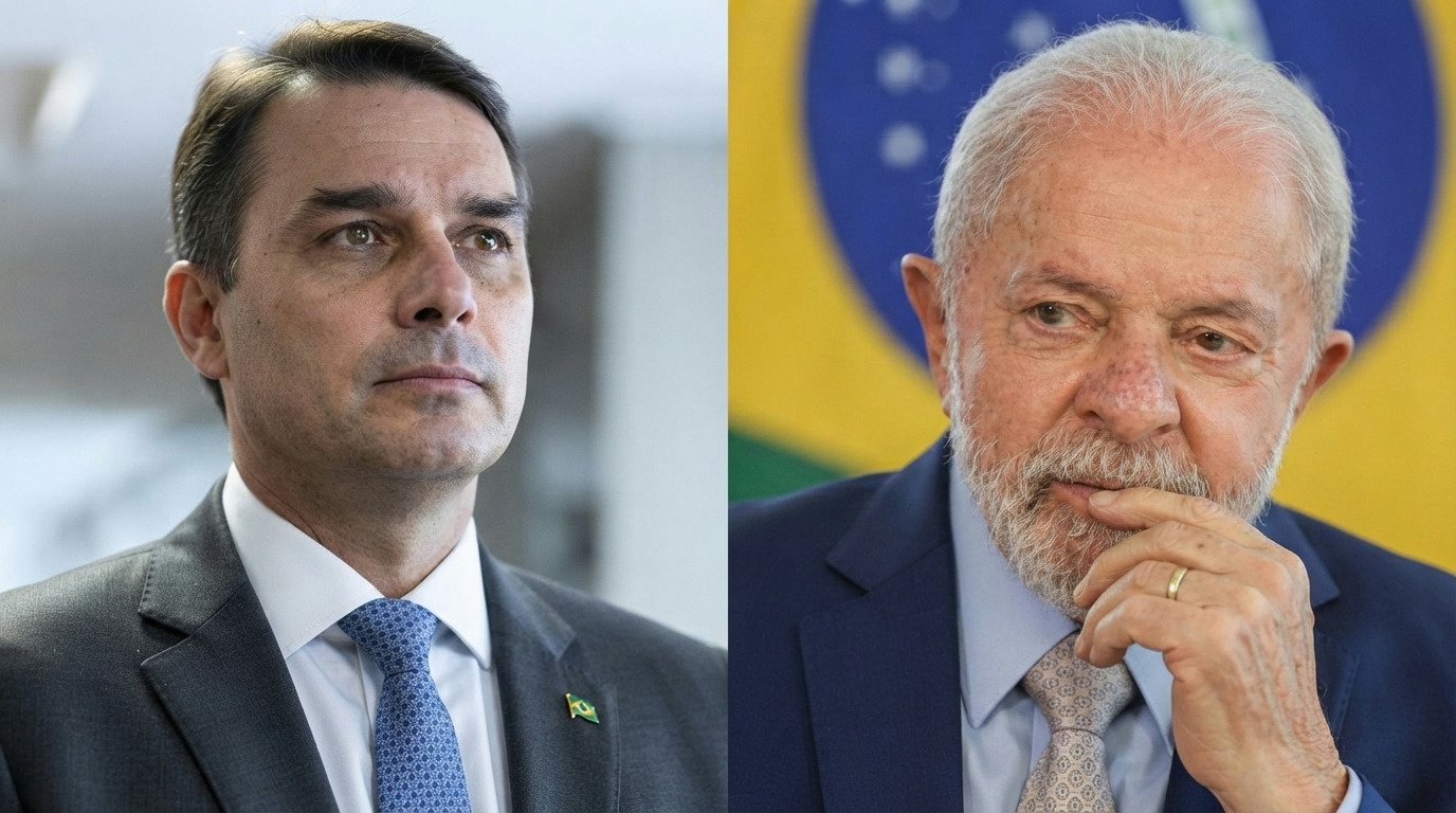Lula e Flávio Bolsonaro: pesquisa aponta empate técnico em cenário de segundo turno