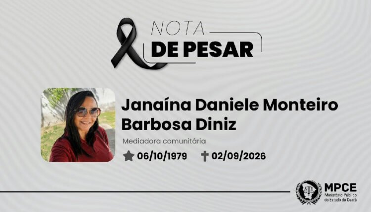 Luto no Ceará: MPCE lamenta a partida de Janaína Diniz, mediadora comunitária