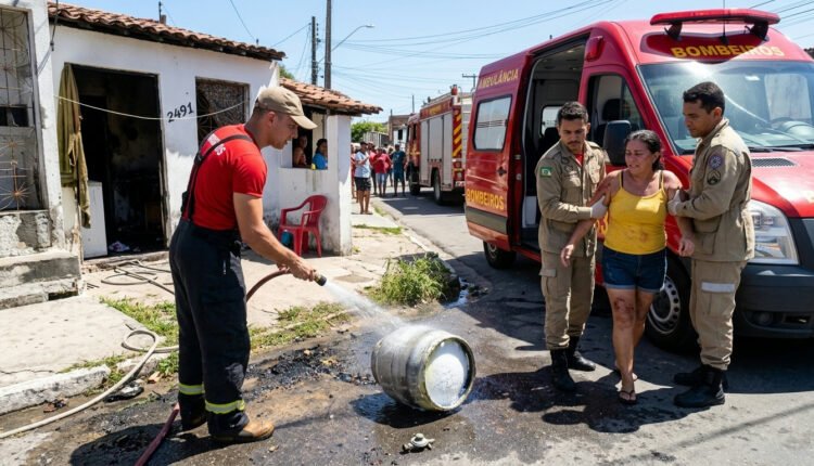 Vazamento de gás provoca incêndio e deixa moradora ferida na Barra do Ceará