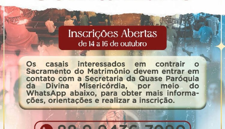 Casamento comunitário abre período de inscrições na Divina Misericórdia em Sobral