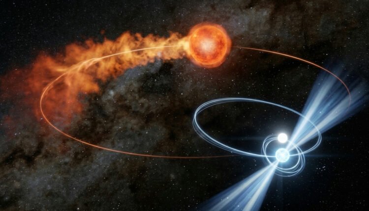 FAST da China desvenda pulsar em sistema estelar triplo primordial com anã branca