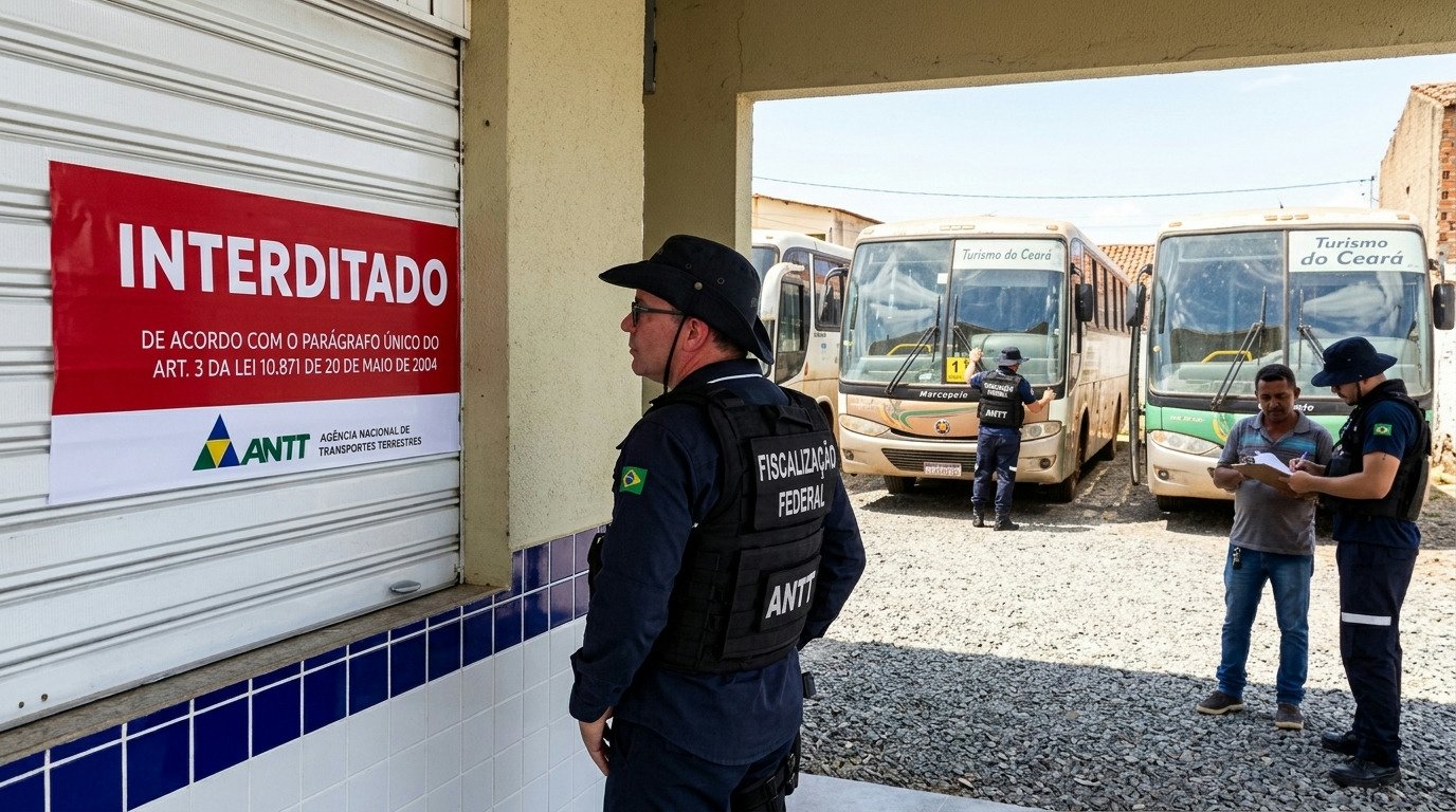 Fiscalização federal lacra agências e apreende ônibus irregulares em ipu
