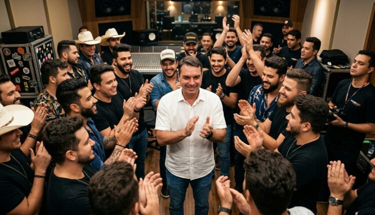 Flávio Bolsonaro se reúne com dezenas de sertanejos em Goiânia