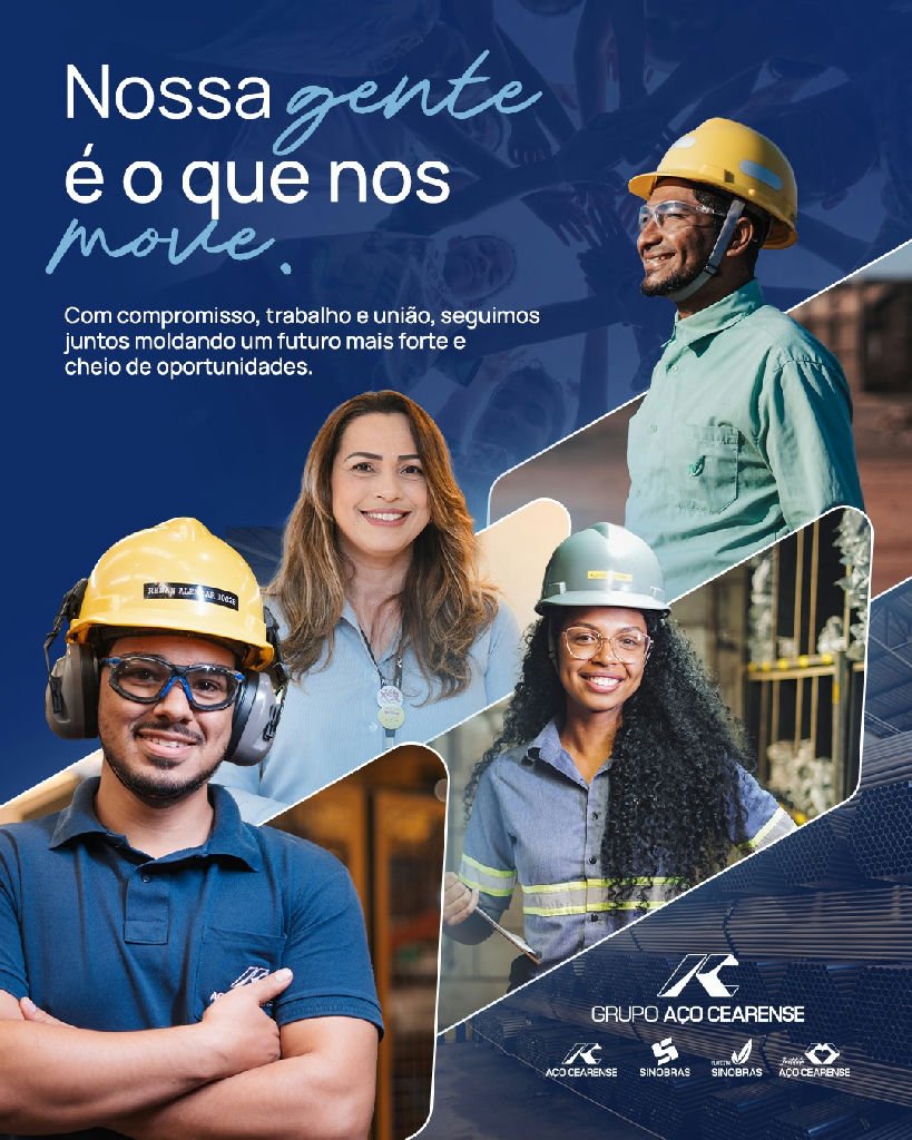 Grupo Aço Cearense oferece 62 vagas de emprego em Fortaleza e Caucaia