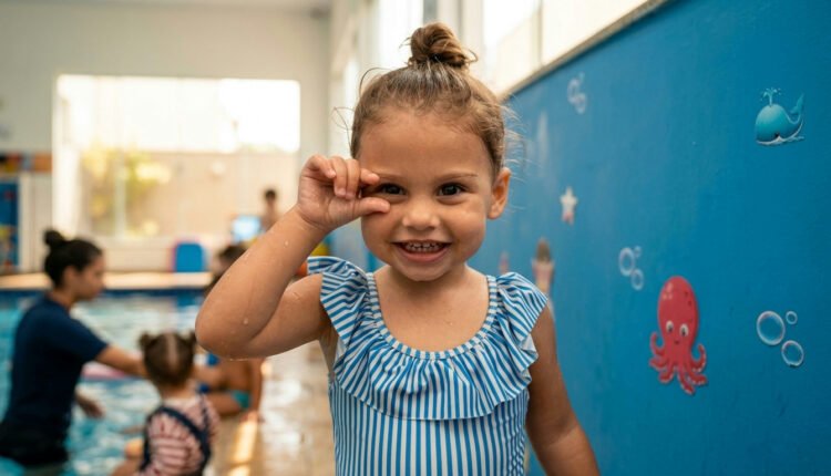 Helena, filha de Amanda Kimberlly e Neymar, esbanja fofura em aula de natação