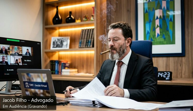 Jacob Filho fuma em audiência criminal do TJMT por videoconferência