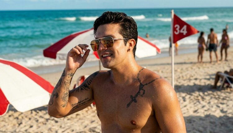Luan Santana exibe boa forma em dia de praia e Jade Magalhães surpreende com reação divertida