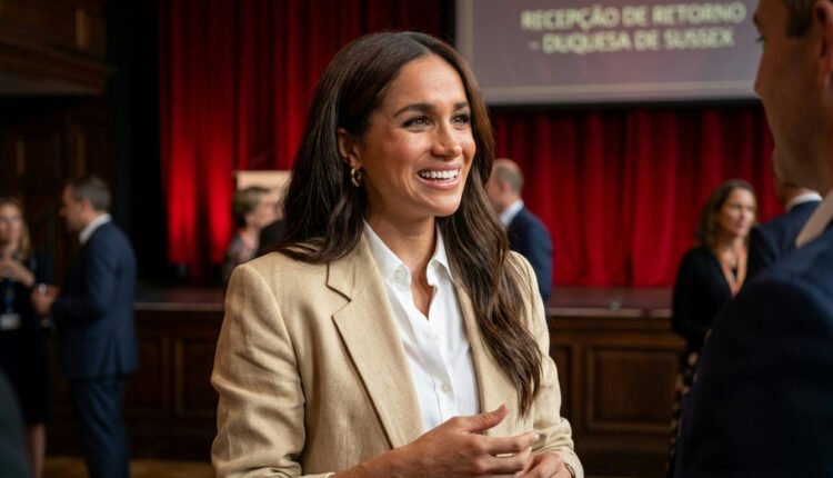 Meghan Markle celebra retorno ao Reino Unido em primeira aparição pública após mudança