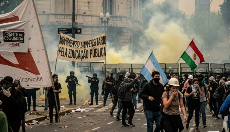 Protestos na Argentina: estudantes e professores enfrentam Milei por cortes na educação