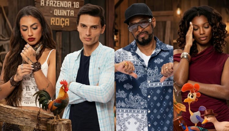 Quinta roça de a fazenda 18 é formada com catherine, gabriel, thaíde e tina